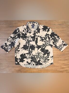 Woven Cream & Black Floral Button-Down Shirt